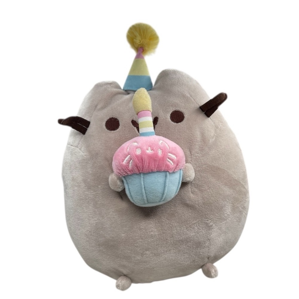 Pusheen Cat Plush with Pink Cupcake and Blue Wrapper Toy